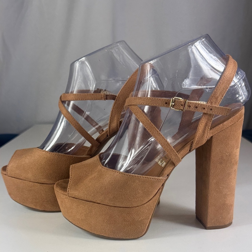 Vizzano Double Strap Tan Platform Heel size 6 - Picture 4 of 10